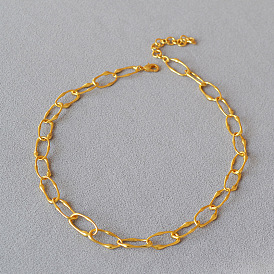 Vintage Brass Plated Irregular Chain Clasp Fashion Short Necklace - Unique, Stylish, Trendy.