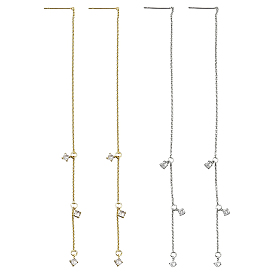 2 пары 2 цветные серьги с прозрачным кубическим цирконием, латунные серьги с длинными кисточками