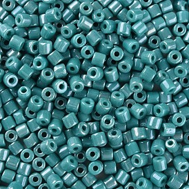 Opaque Colours Luster Glass Round Bugle Beads, Round Hole