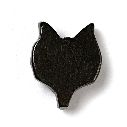 Natural Golden Sheen Obsidian Pendants, Fox