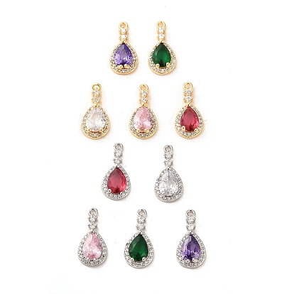 Glass Pendants, with Brass Findings, Teardrop