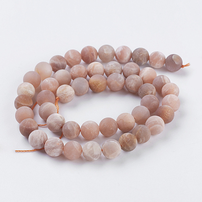 Frosted Round Natural Sunstone Bead Strands