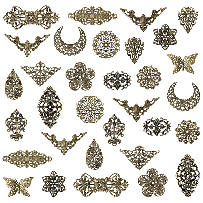 DIY Jewelry Making Kits, including 160Pcs 16 Styles Brass & Iron Filigree Joiners