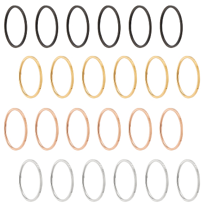 24Pcs 4 Colors 1mm Polished Plain Dome Finger Ring for Girl Women, Ion Plating(IP) 304 Stainless Steel Ring