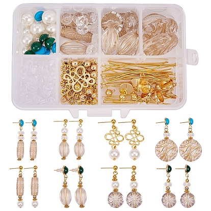 DIY Earring Making, with Brass Ball Post Stud Earrings, Tibetan Style Links, Iron Bead Spacers, Brass Open Jump Rings and Plating Acrylic Beads