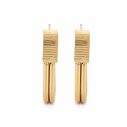 304 Stainless Steel Open Oval Stud Earrings, Half Hoop Earrings for Women