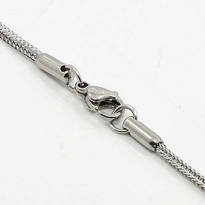 304 Stainless Steel Necklaces, Wheat Chain Necklace for Men, with Lobster Claw Clasps, 19.6 inch(50cm), 1.5mm