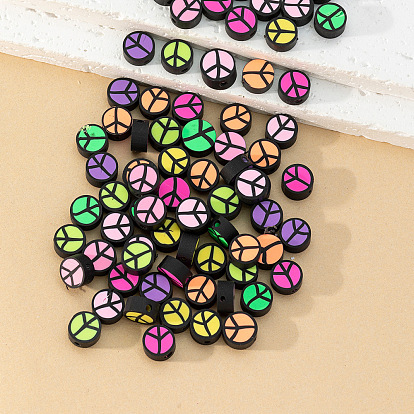 100pcs/pack of soft pottery beads color peace sign soft pottery slices loose beads DIY jewelry accessories beads