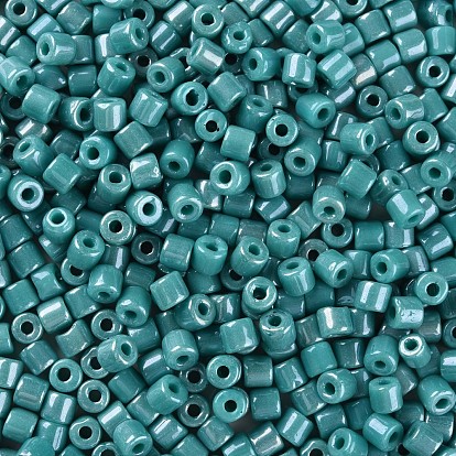 Opaque Colours Luster Glass Round Bugle Beads, Round Hole