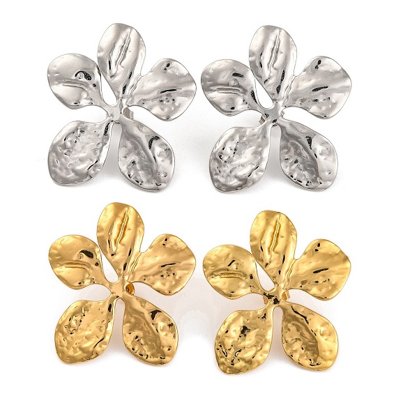 304 серьги-гвоздики из нержавеющей стали для женщин, пятилепестковый цветок