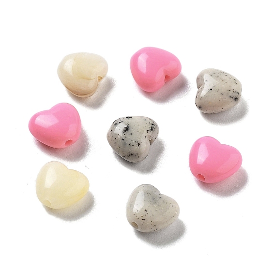 Opaque Acrylic Beads, Two Tone, Heart