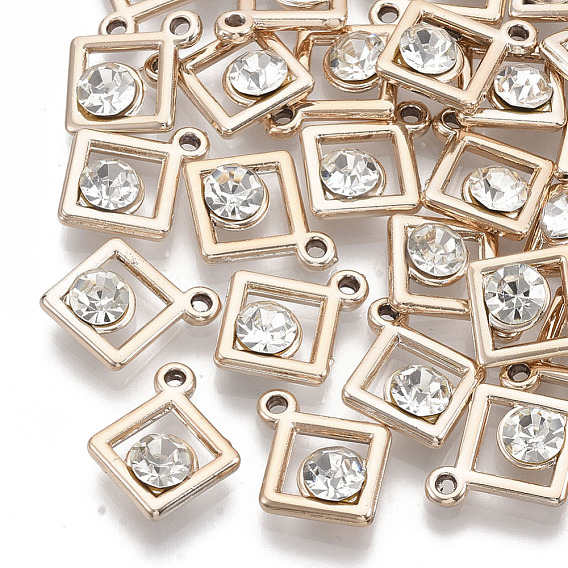 UV Plating Acrylic Pendants, with Acrylic Rhinestone, Rhombus