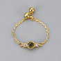 Einstellbare messing micro pave zirkonia fingerringe, Flachrund, Kettenfingerringe