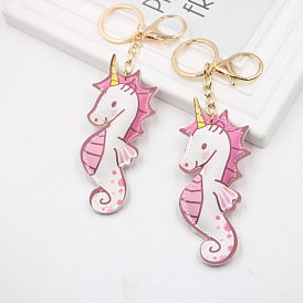 Chic Seahorse Keychain for Women - PU Leather Bag Charm Pendant Wallet Accessory