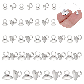 Unicraftale 50Pcs 5 Style 201 Stainless Steel Bead Cap Pendant Bails, for Globe Bubble Beads Cover Pendants