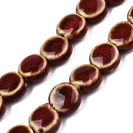 Brins de perles en céramique de porcelaine faites à la main, famille rose de style, plat rond