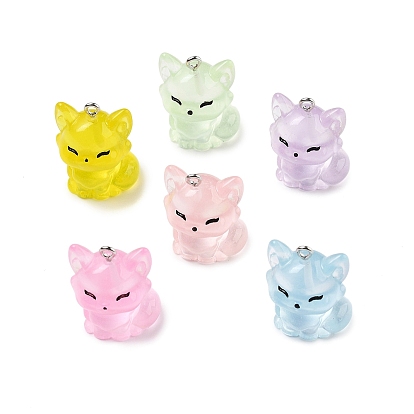 Милые подвески из прозрачной смолы, лиса, с железной платиной петлей