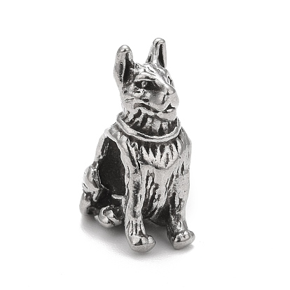 304 Stainless Steel European Beads, Large Hole Beads, Dog