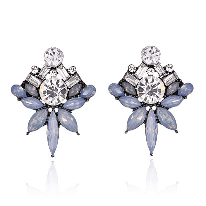 Stylish Crystal Flower Acrylic Earrings - Creative and Versatile Design