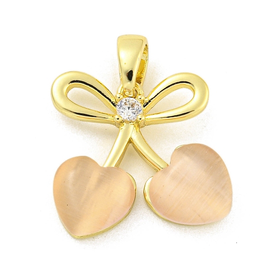 Подвески кошачий глаз, с подвесками из прозрачного кубического циркония из латуни, без кадмия, без никеля и без свинца, вишня