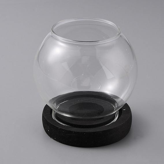 Подсвечник из стекла рондель, с дерева базы, свечной колокольчик, украшение для домашней столешницы