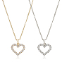 2 шт 2 цвета ожерелье с подвеской в виде полого сердца из стразов с латунными цепями для женщин