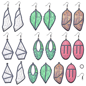 SUNNYCLUE DIY Dangle Earrings Making, with Cellulose Acetate(Resin) Big Pendants, Platinum Plated Brass Earring Hooks