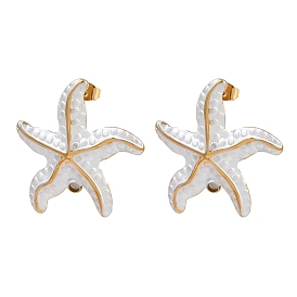 304 фурнитура для сережек-гвоздиков в виде морских звезд из нержавеющей стали, с эмалью и петлей