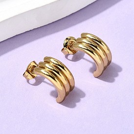 201 тройные серьги-гвоздики из нержавеющей стали, с 304 штифтов из нержавеющей стали, вакуумное покрытие pvd