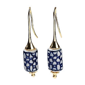 Column Porcelain Dangle Earrings, Rack Plating Brass Earrings for Wome