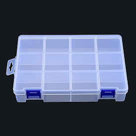 Rectangle Polypropylene(PP) Bead Storage Container, with Hinged Lid and 12 Compartments, for Jewelry Small Accessories
