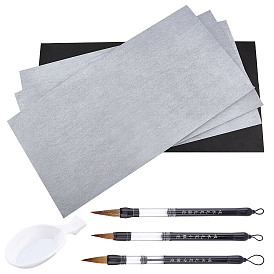 Nbeads Chinese Calligraphy Kit, with Ink Brushes & Tray Containers and Brush Water Writing Magic Cloth