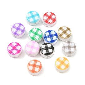 Печатные непрозрачные акриловые бусины, плоский круглый с сеткой