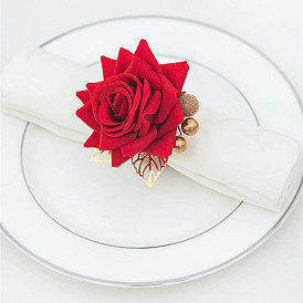 Handmade blue red flower napkin ring Valentine's Day napkin buckle hotel table napkin ring mouth cloth ring