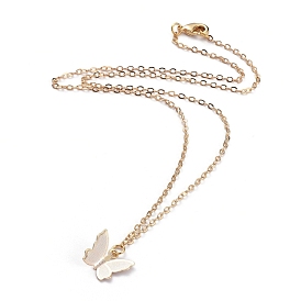 Brass Butterfly Pendant Necklaces, with Cable Chains and Lobster Claw Clasps