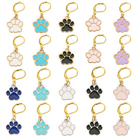 20 шт. 10 цвета отпечаток лапы сплав эмаль кулон запирающиеся маркеры стежков, с накладками из латуни