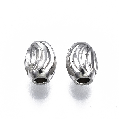 201 Stainless Steel Corrugated Beads, Oval