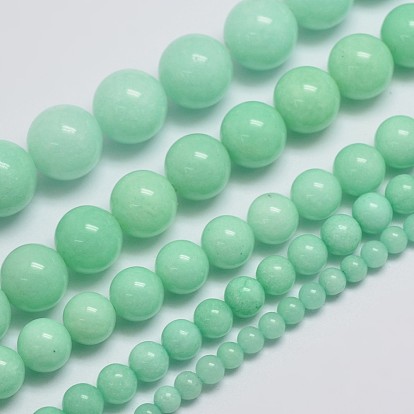 Natural Malaysia Jade Beads Strands, Imitation Amazonite, Round, Dyed