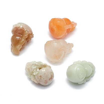 Natural Cherry Blossom Agate Sculpture Display Decorations, Fengshui Ornaments, for Home Office Desk, Gourd