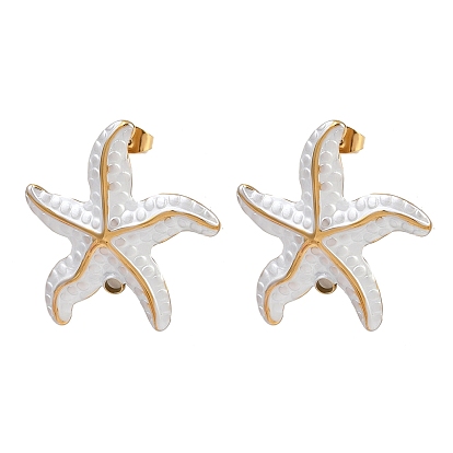 304 фурнитура для сережек-гвоздиков в виде морских звезд из нержавеющей стали, с эмалью и петлей