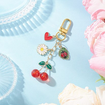 Подвесные украшения из сплава эмали и акрила вишни, с поворотными застежками сплава