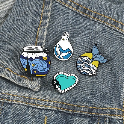 Ocean Theme Enamel Pin, Electrophoresis Black Alloy Badge for Backpack Clothes