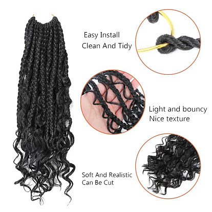 Bohemian Curly Box Braids Crochet Hair Extensions with Airy Three-Strand Braid