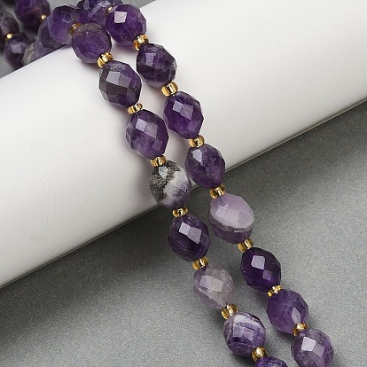 Природный аметист нитей бисера, граненые, овальные, с бисером