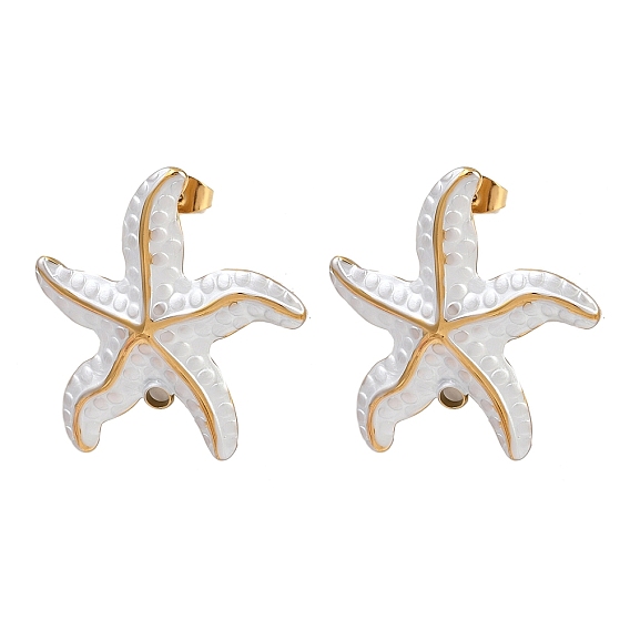 304 фурнитура для сережек-гвоздиков в виде морских звезд из нержавеющей стали, с эмалью и петлей