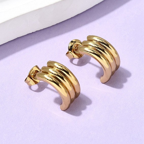 201 тройные серьги-гвоздики из нержавеющей стали, с 304 штифтов из нержавеющей стали, вакуумное покрытие pvd