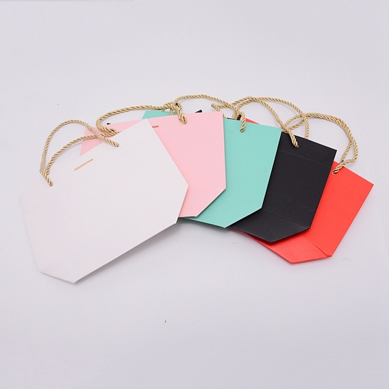 Papiertüten, Geschenk-Taschen, Einkaufstüten, Hochzeitstaschen mit Band, Rechteck mit Griffen