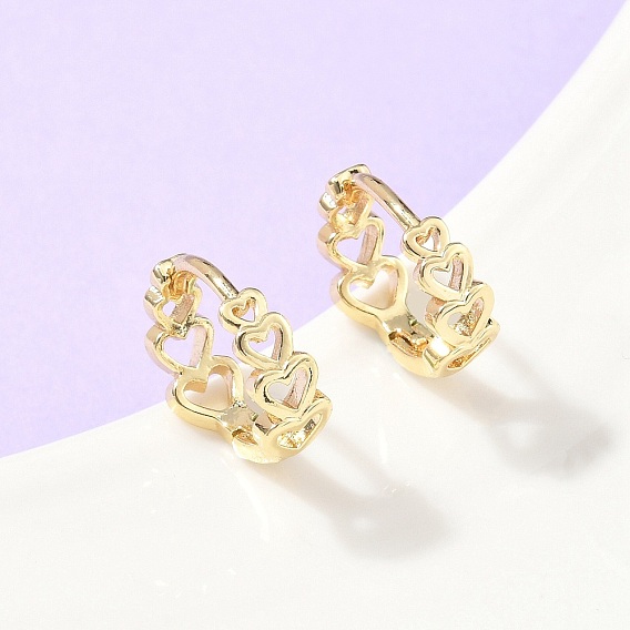 Полые латунные серьги-кольца в форме сердца, стойки покрытие, без свинца и без кадмия, долговечный