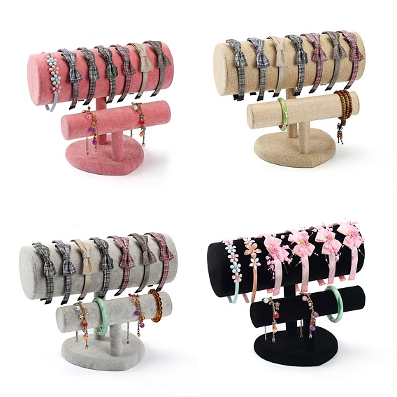 Держатели повязок на голову из ПВХ, бархата и дерева, Органайзер для украшений на голову для девочек и женщин