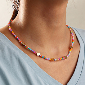 Colorful Beaded Necklace with Sweet Beach Style Pendant - Simple and Elegant